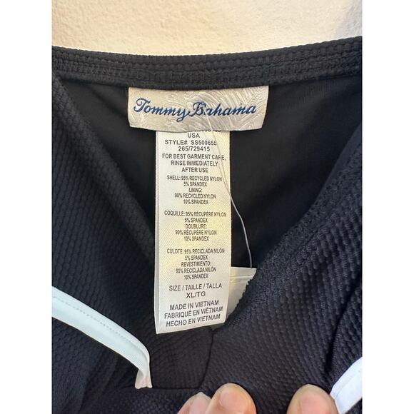 NWT Tommy Bahama Island Cays Spa Coverup Dress Black White Ruffle Pockets XL - Picture 5 of 9